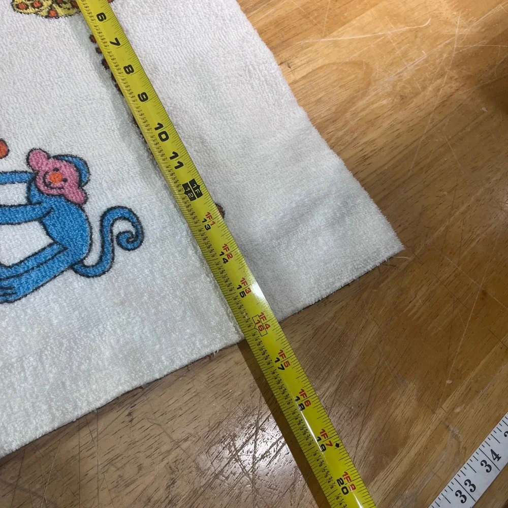 Marimekko Hand Towel Kids White Vtg 1970s Animal Hygiene Graphic